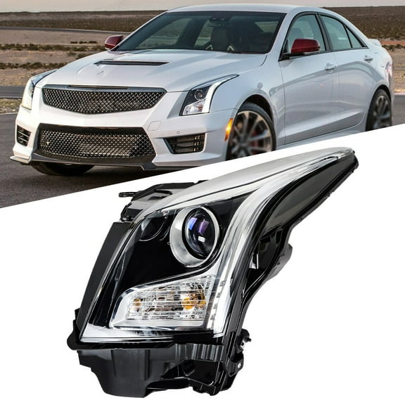 For Cadillac ATS 2013-2018 Driver/Left Side Headlight Halogen Projector Chrome