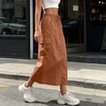 thumbnail image 5 of Umfun Women's Utility Cargo Midi Skirt with Drawstring Waist & Pockets - Solid Color Relaxed Fit Long Skirt for Outdoor Hiking & Daily Wear, 5 of 9