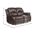 thumbnail image 3 of Lexicon Cranley Traditional Faux Leather Double Reclining Loveseat in Brown, 3 of 8