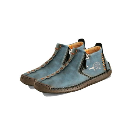 

Colisha Leather Ankle Boots for Men Side Zipper Casual Loafers Men s Outdoor Working Shoes