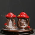 thumbnail image 3 of 1pc Ceramic Mushroom House Backflow Incense Burner, Home & Office Decor (Without Incense), 3 of 8