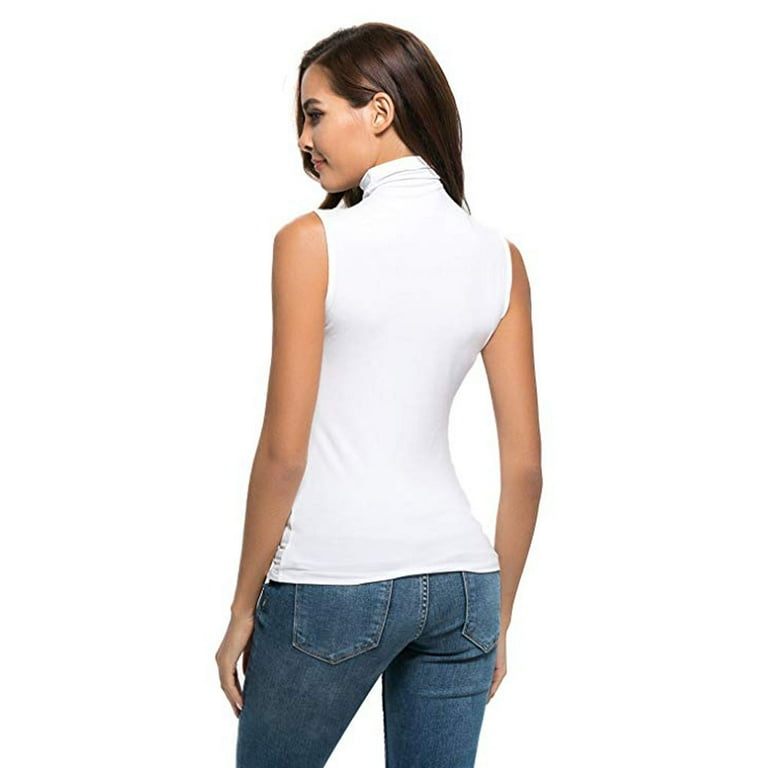 Casual Tops for Women Sleeveless Solid Slim Fit Turtleneck Tee Shirt Blouse T Shirts Basic Tee Tops