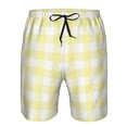 thumbnail image 4 of Wukai Lemon Yellow Checkboard Print Beach Trunks with Compression Liner Swimsuit Quick Dry Beach Sports Shorts with Pocket-X-Large, 4 of 8