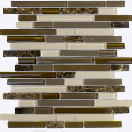 - Glass/Stone Mosaic Wall Tile 12in.x12in.x6mm - #02049 - 6 tiles/6 sq.ft