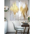 thumbnail image 3 of Gold Grey Semi Sheer Window Curtains 72 Inches Long, Abstract Contemporary Square Graffiti Smear Art Rod Pocket Voile Silky Chiffon Curtain Light Filtering Drapes for Living Room, 52"x72", 2 Panels, 3 of 9