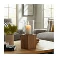 thumbnail image 2 of Square Mango Wood Base Hurricane Candle Holder for Living Room -  Sophisticated Clear Glass for Modern Centerpieces - Pillar Candle Stick and Lantern Decor for Bedroom Vanity Display - 15", Brown, 2 of 10