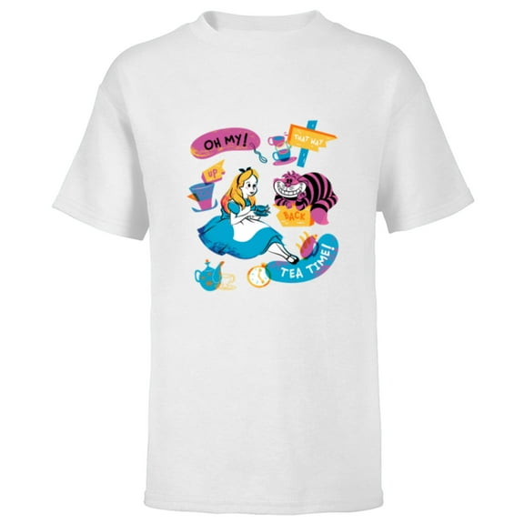Disney Alice in Wonderland Oh My Tea Time - Short Sleeve T-Shirt for Kids - Customized-White