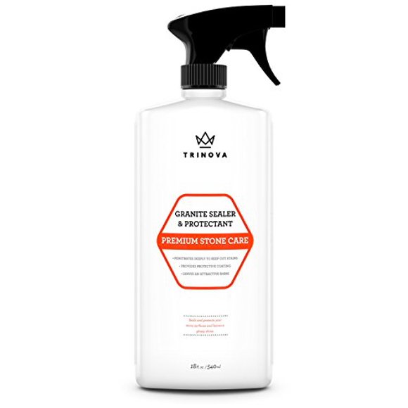 Granite Sealer & Protector - Best Stone Polish, Protectant & Care Product - Easy Maintenance for Clean Countertop Surface, Marble, Tile - No Streaks, Stains, Haze, or Spots - 18 OZ - TriNova