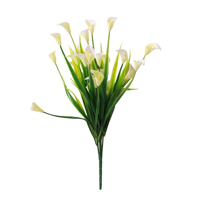 Worallymy 25 cabezas ramo de flores de tela de seda 5 ramas ramo de flores artificiales boda fiesta flor falsa blanco Worallymy JD735806546