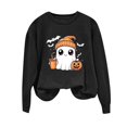 thumbnail image 4 of Womens Sweatshirt Casual Coffee Ghost Pumpkin Graphic Crew Neck Long Sleeve Pullover Cutecore Streetwear Halloween Top Fall Spring Outfits Black L, 4 of 6
