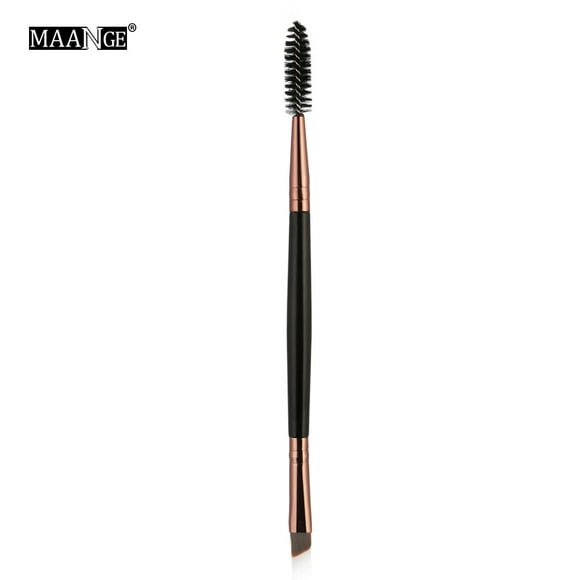 Pinceles de maquillaje, kit de maquillaje Duo Brow Makeup Brush Mango de madera Pinceles de cejas de doble cara Pinceles planos y angulares Pincel de maquillaje