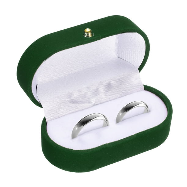 Caja de anillos de terciopelo Uxcell, pequeño estuche de joyería de viaje, mini soporte para anillos, organizador de almacenamiento para mujeres y niñas, propuesta de boda, compromiso, verde
