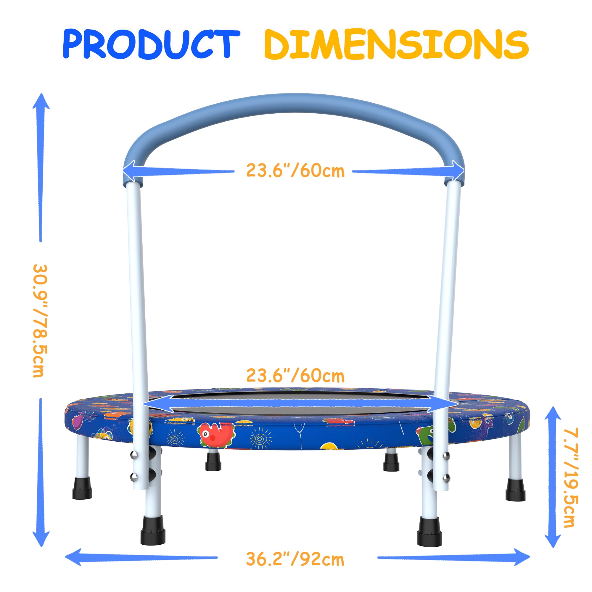 LIZEVINC 36" Trampoline Indoor Trampoline with Handle,Blue Multi