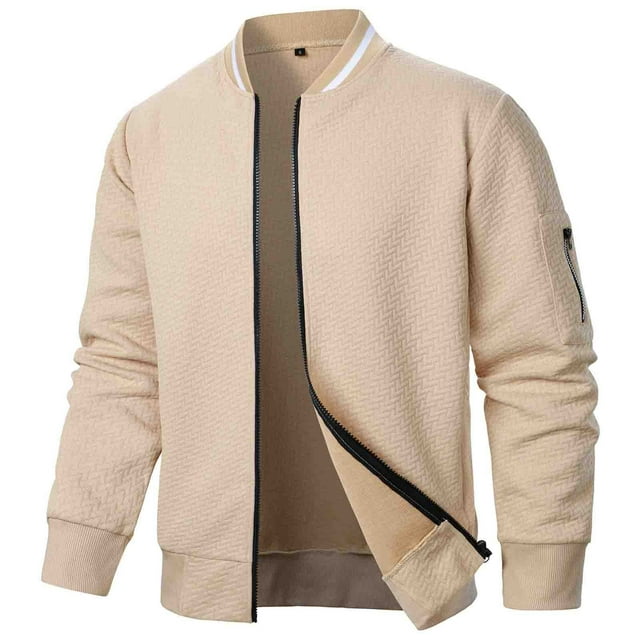 Male Solid Color Autumn And Winter Long Sleeve Jacket Coat Square Plaid Zipper Cardigan Sweatshirt Better Sweater Jacket for Men Men Fall Jacket Mens Work Coat Bracket Jacket Jackets for Men Fashion