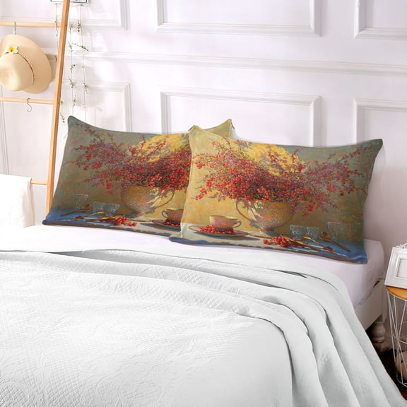 Pillow Case Plush Pillow Red Cherry Oil Painting Case standard size/King size/Queen size Bed Pillow Pillowcases