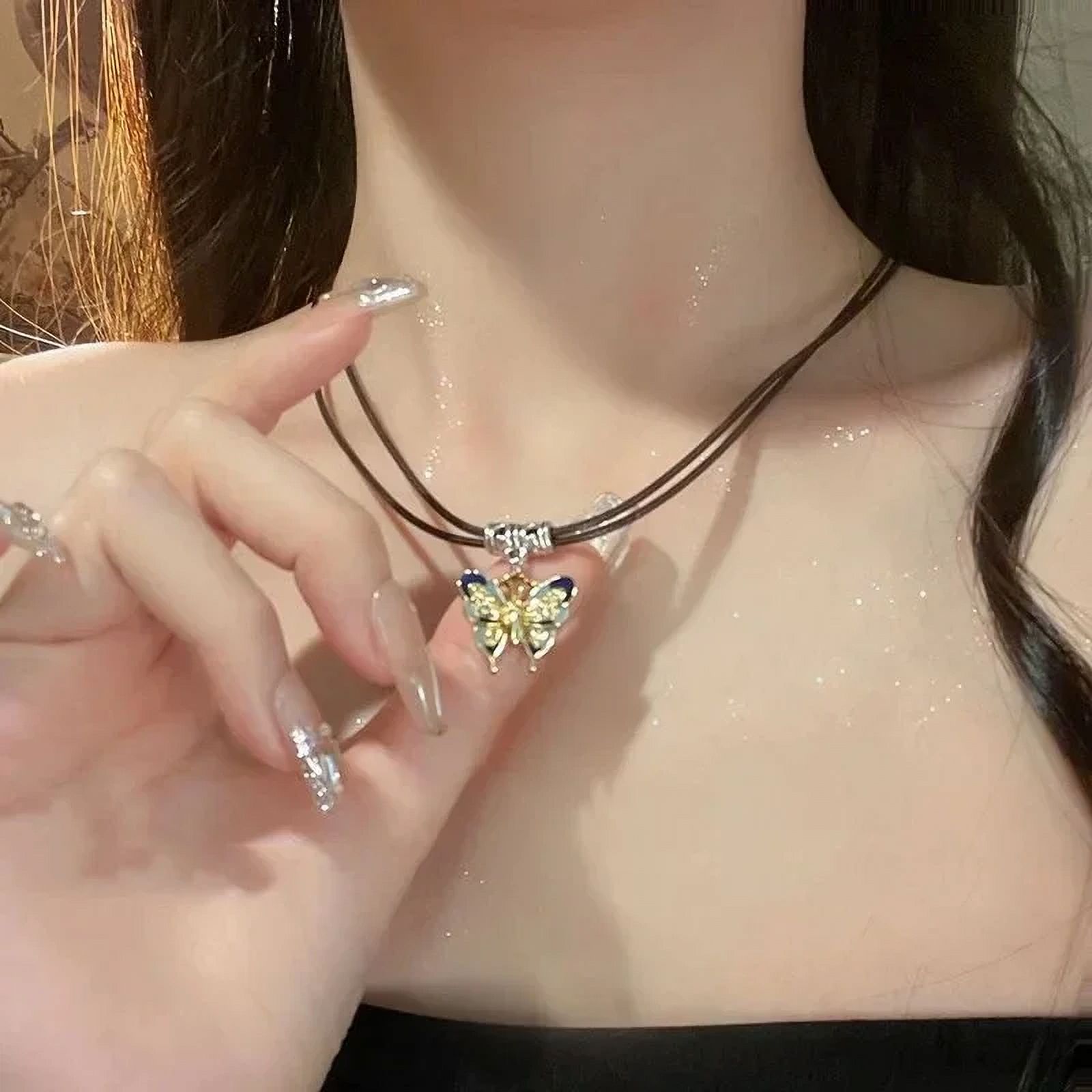 Colorful Acrylic Butterfly Pendant Necklace – Bohemian Adjustable Clavicle Chain For Women, Gift Ready