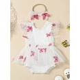 thumbnail image 2 of Gupgi Newborn Girl Outfit, Fly Sleeve Butterfly Tulle Romper with Hairband Summer Clothes, 2 of 9