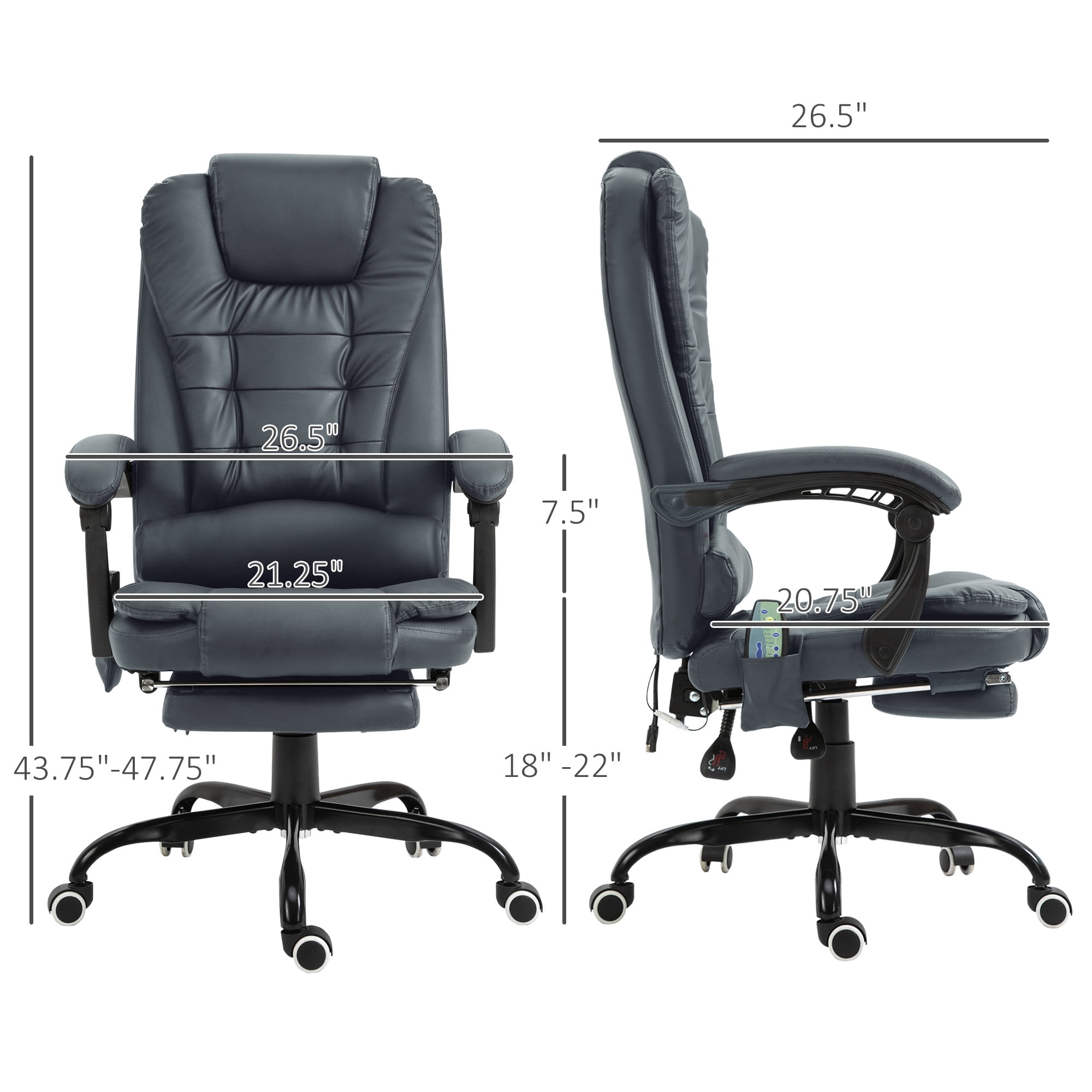 Vinsetto 7-Point Vibrating Massage Office Chair with High Back Blue