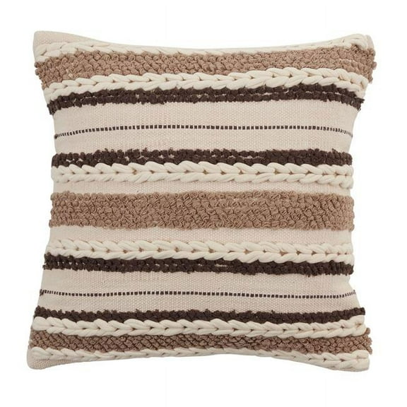Saro Lifestyle Striped Woven Design Poly Filled Throw Pillow