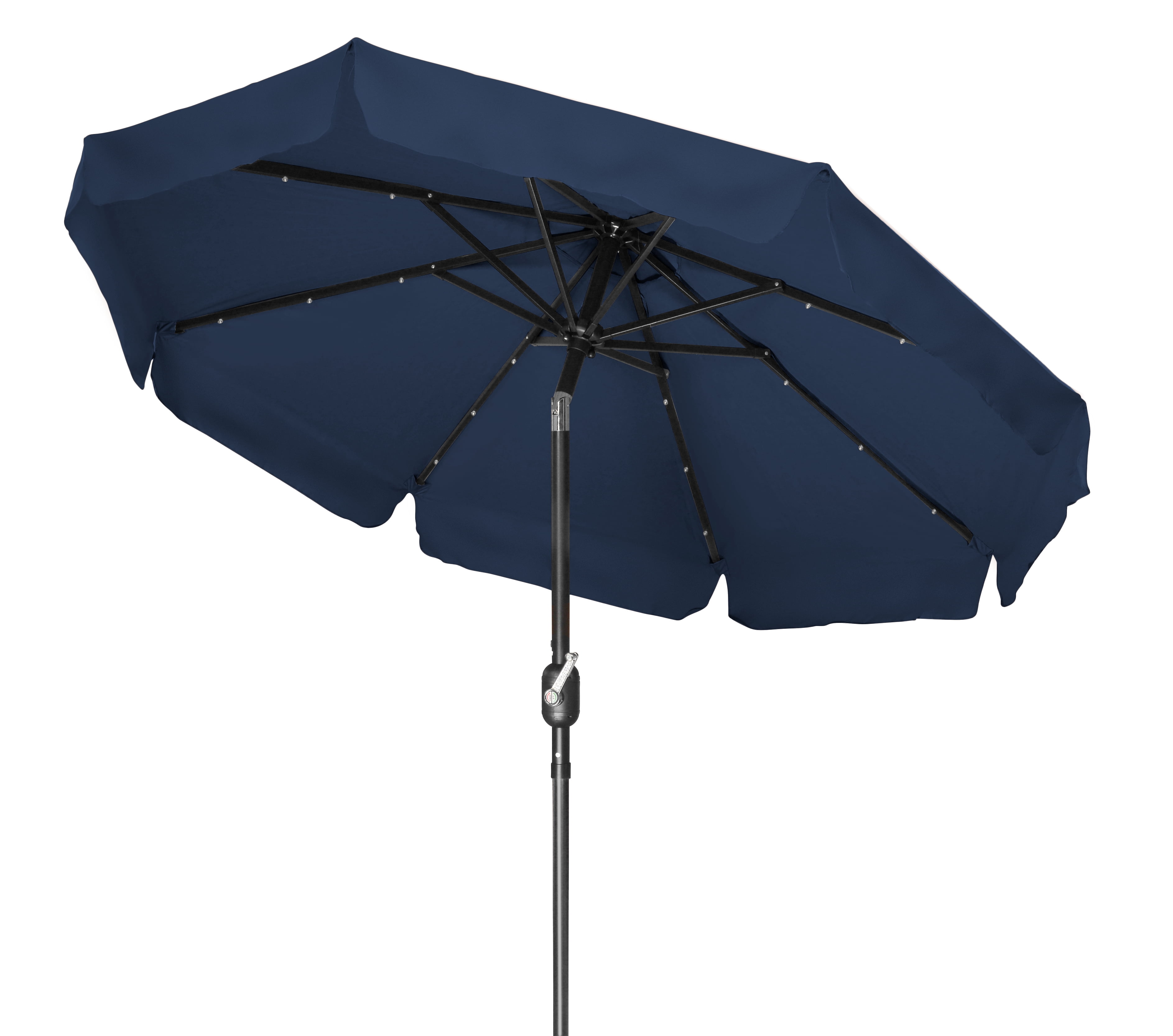 Deluxe Solar Powered Led Lighted Patio Umbrella 7 With Scalloped Edge Top By Trademark Innovations Blue Walmart Com Walmart Com