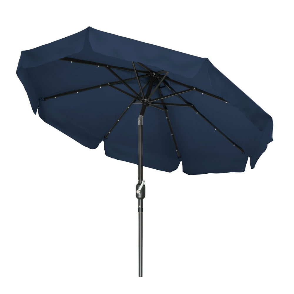Deluxe Solar Powered LED Lighted Patio Umbrella 7' With Scalloped