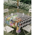 thumbnail image 3 of Square Outdoor Tablecloth with Umbrella Hole Easter Gnomes Outside Table Cloth Waterproof Patio Table Cover Spring Watercolor Bunny Tulip Black Plaid Zipper Tablecloths for Picnic Camping 54x54 Inch, 3 of 8