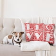 thumbnail image 4 of Ambesonne Love Throw Pillow Cover 2 Pack, Letters Hearts Motif Graphic, 20", White and Vermilion, 4 of 7
