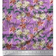 thumbnail image 1 of Soimoi Rayon Fabric Leaves, & Lily Floral Print Fabric by The Yard 42 Inch Wide, 1 of 1