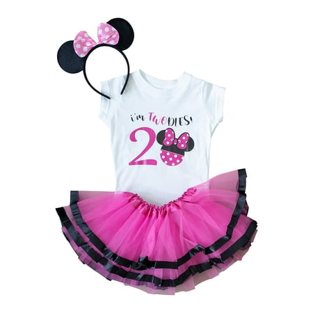 

2nd Birthday Outfit Baby Girl Tutu Dress Set (MinnieTwoodles Short Sleeve 2T → Short Sleeves)