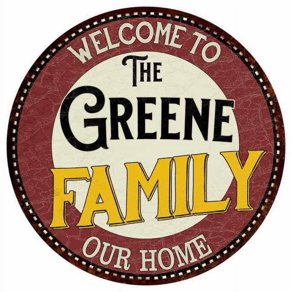 The Greene Family 14" Round Metal Sign Kitchen Game Room Decor 100140038229
