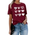 thumbnail image 3 of QAFOPEH Women Valentine'S Day Hearts Printed Crew Neck Short Sleeve T-Shirt, 3 of 7