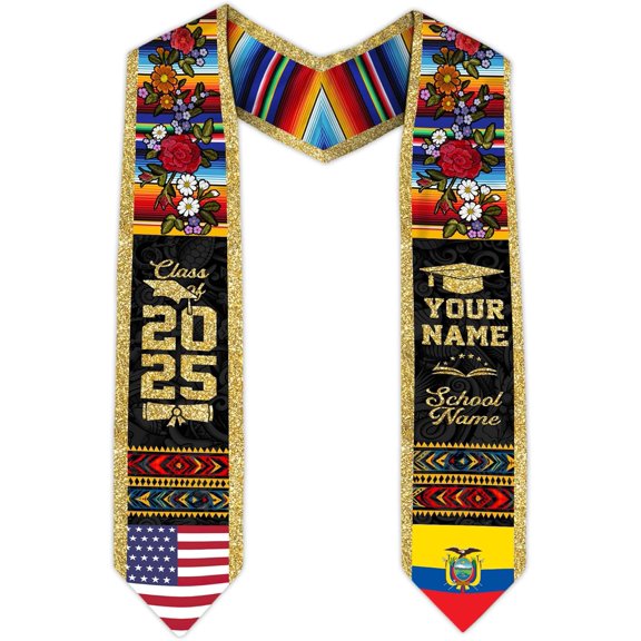 Ecuador Graduation Stole, Ecuadorians American Flag Graduation Sash 2025, Ecuadorians Graduation Sash