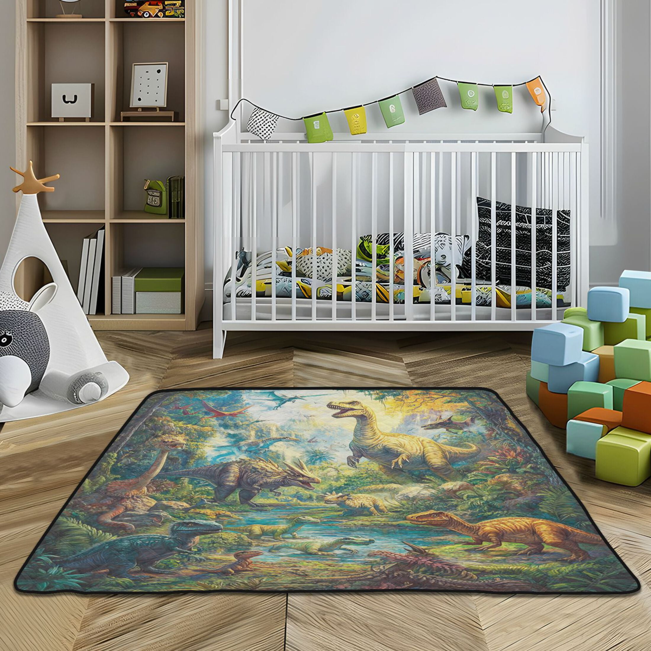 WOBOGO Dinosaurs Time Baby Playmats Extra Large Waterproof Rollable Activity Pads for Toddlers 50×50inch
