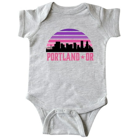 

Inktastic Portland Oregon Retro Sunset Skyline Gift Baby Girl Bodysuit
