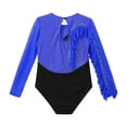 thumbnail image 4 of YONGHS Long Sleeve Gymnastics Leotards for Girls Ruffle Edge Athletic Bodysuit Dancewear Royal Blue 8, 4 of 5