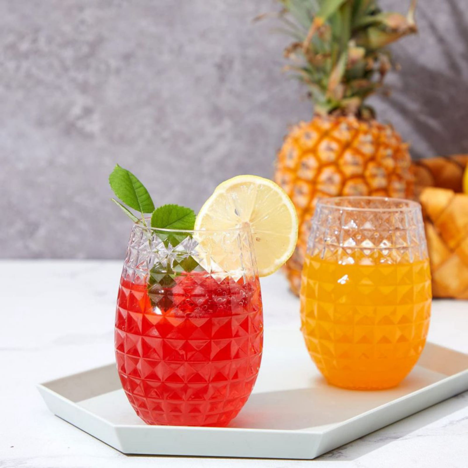 6Pack 12oz, Pineapple Cocktail Glass, Transparent Wine Glass, Creative Champagne Glass, Water Glass, Suitable for Bar, Pub, Club, Restaurant, Home Use, Beverage Vessel