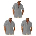 thumbnail image 4 of Minnieouse Senderismo Camisa con botones para hombres Niños Verano Color sólido Diseño simple Slim Fit Tops Ropa de trabajo Ropa Gris M Type1 NO1, 4 of 6