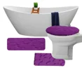 thumbnail image 2 of Gorgeous Home Linen 3-Piece Memory Foam Bathroom Rug Set, Non-Slip Embossed Cobblestone Pebble, Purple, 2 of 5