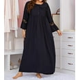 thumbnail image 7 of Plus Size Nightgown Women's Lace Long Sleeve Nightshirts Soft Oversize Checkered Sleepwear, 7 of 7