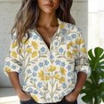 thumbnail image 2 of QASIEATN Women's Cotton Linen 3/4 Sleeve Shirt Top Summer Casual Cute Lapel Loose Comfy Blouses, 2 of 5