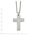 thumbnail image 3 of Collier Pendentif Croix Polie en Acier Inoxydable avec CZs 24 Po, 3 of 3