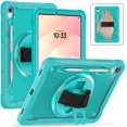 thumbnail image 3 of Case For Samsung Galaxy Tab S11 2025 (X730/X736B) Handle Protective Cover 360° Rotating Ring Stand, Shockproof Dropproof Case For Kids Kickstand & Adjustable Shoulder Strap,Light Blue, 3 of 10