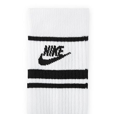 nike 3 pack logo stripe socks in white and black