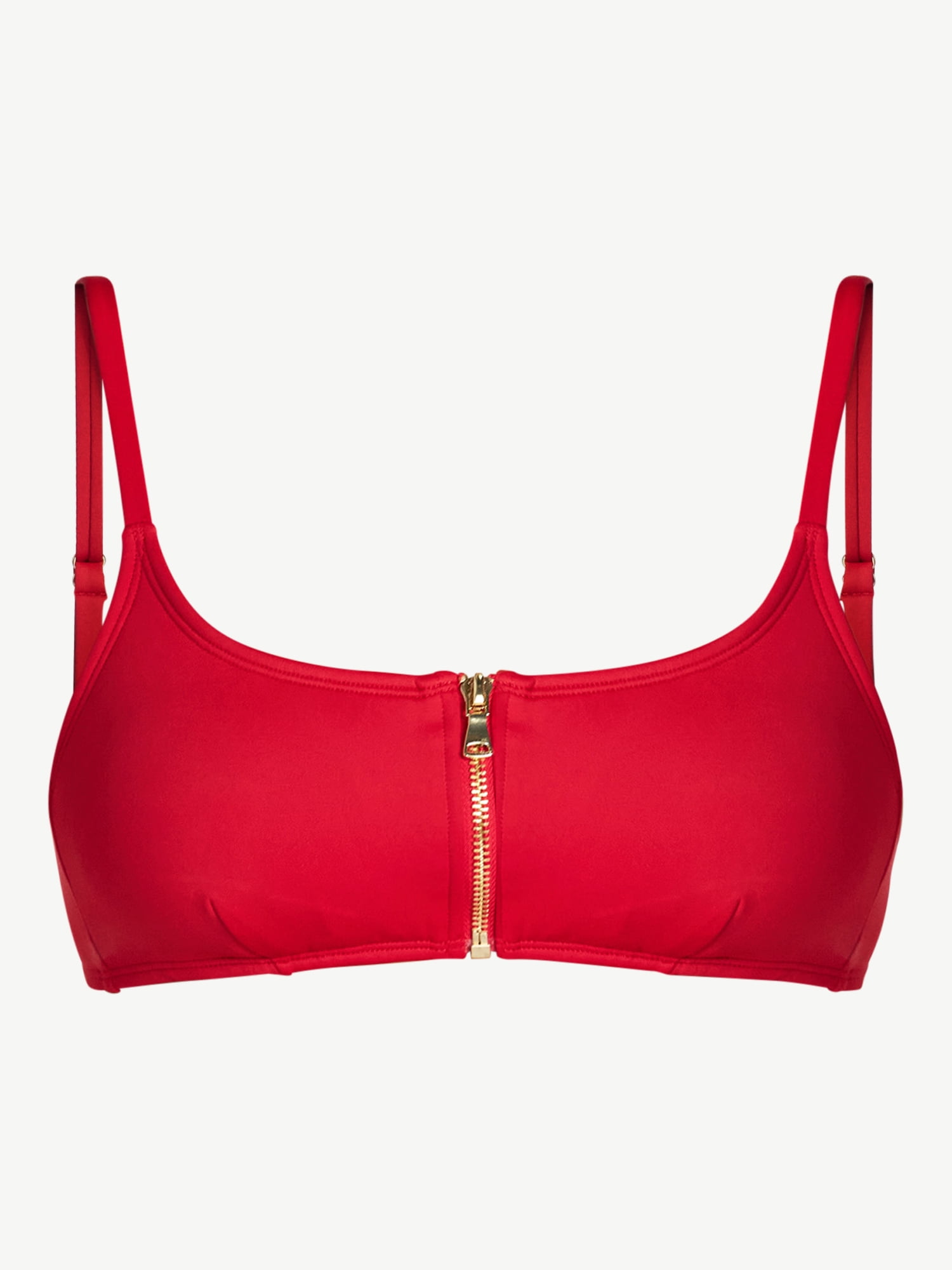 Time and Tru Women's and Women's Plus Size Compression Zipper Bikini Top, Sizes XS-3X