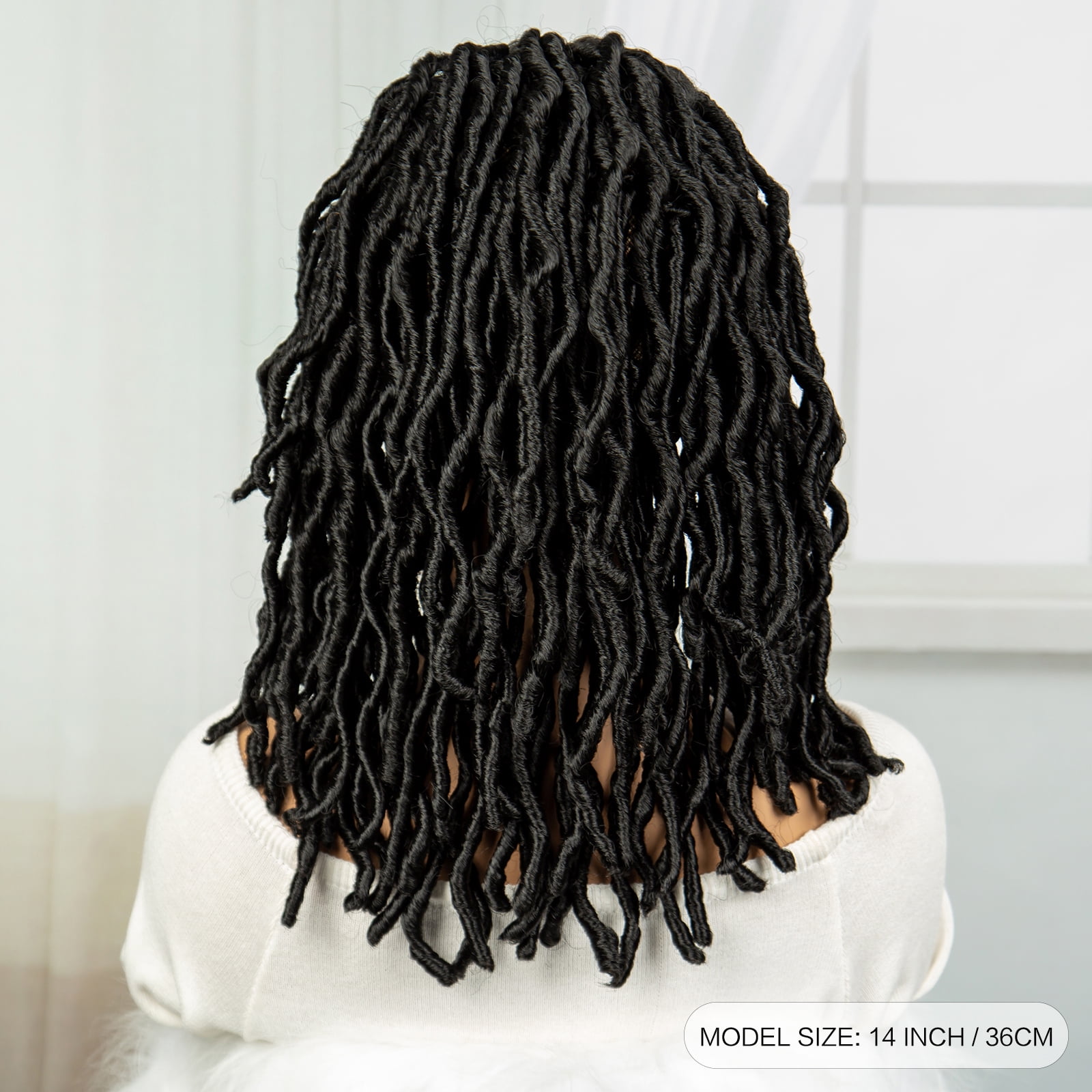 Locs Braided Wigs Synthetic Square Knotless Box Braids Wigs for Women 14 Inches Lace Frontal Lightweight Bob Dread lock Wig with Baby Hair (1B Color)