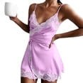 thumbnail image 4 of Summer Sales Under $5 CNJKEHIUV Ladies Stretch Satin Nightdress Home Pajamas for Women M, 4 of 9