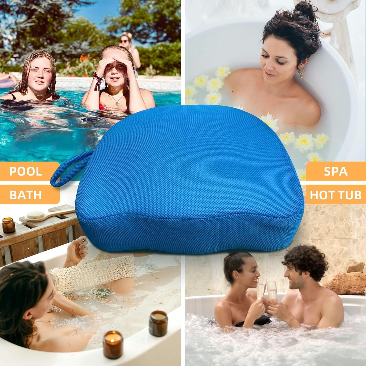 Hot Tub Booster Seat for Adults, Quick-Drying Portable Cushion with Weighted Module for Quick Sinking, Suitable for Hot Tub Booster Seat, Inflatable Hot Tub, Pool