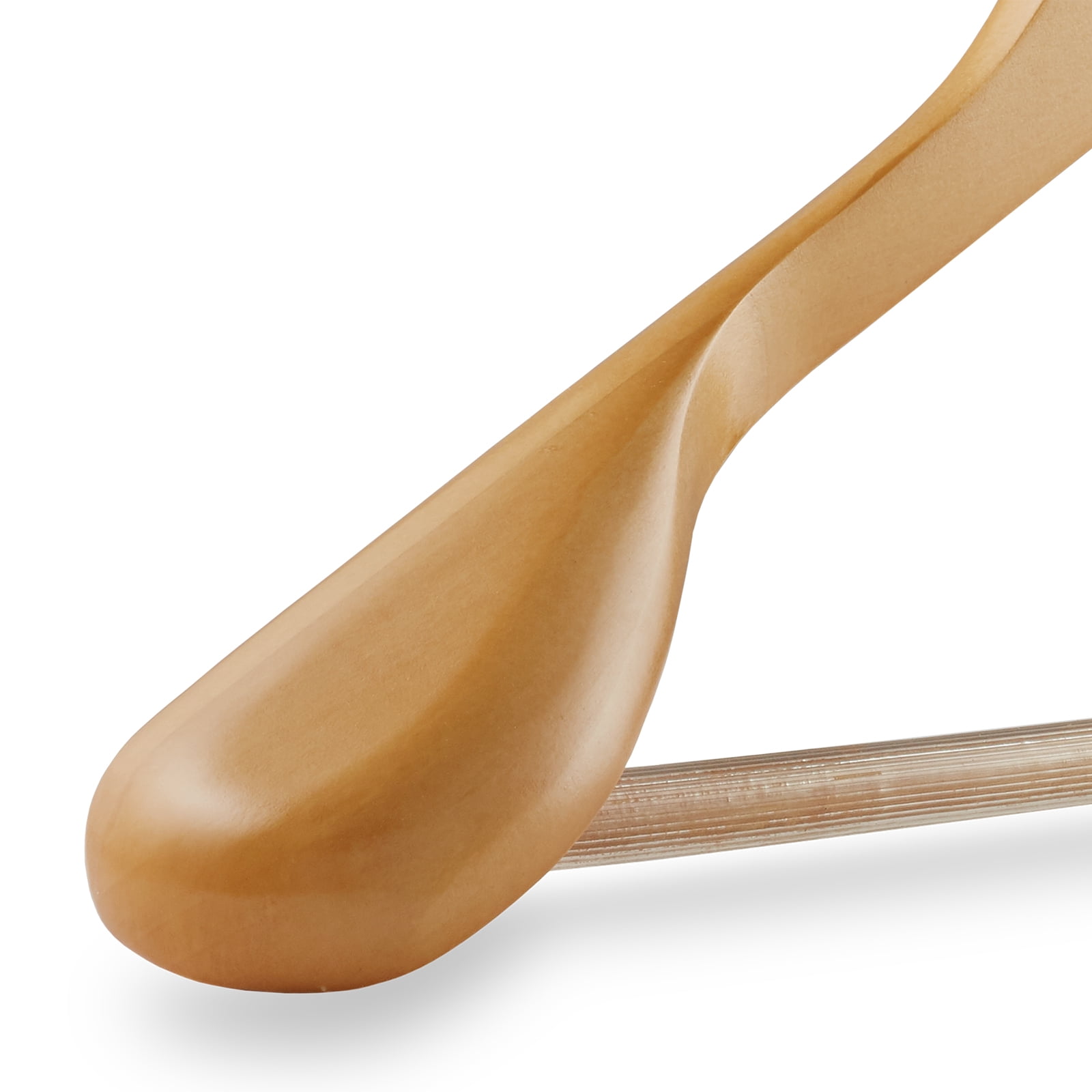 Casafield 6 Wide Shoulder Wooden Suit Hangers, Natural - Non-Slip Pant Bar & Swivel Hook