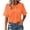 Orange, variant on Womens Short Sleeve Shirts Peter Pan Collar Button Down Cotton Blouse Trendy Casual Summer Textured Tops (3XL, Watermelon Red)