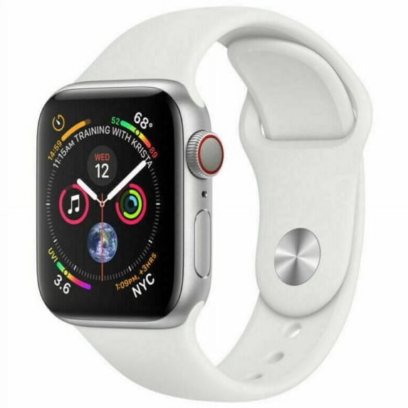 Restored Apple Watch Series 4 40mm GPS Cellular 4G LTE - Silver - White Sport Band (Refurbished)